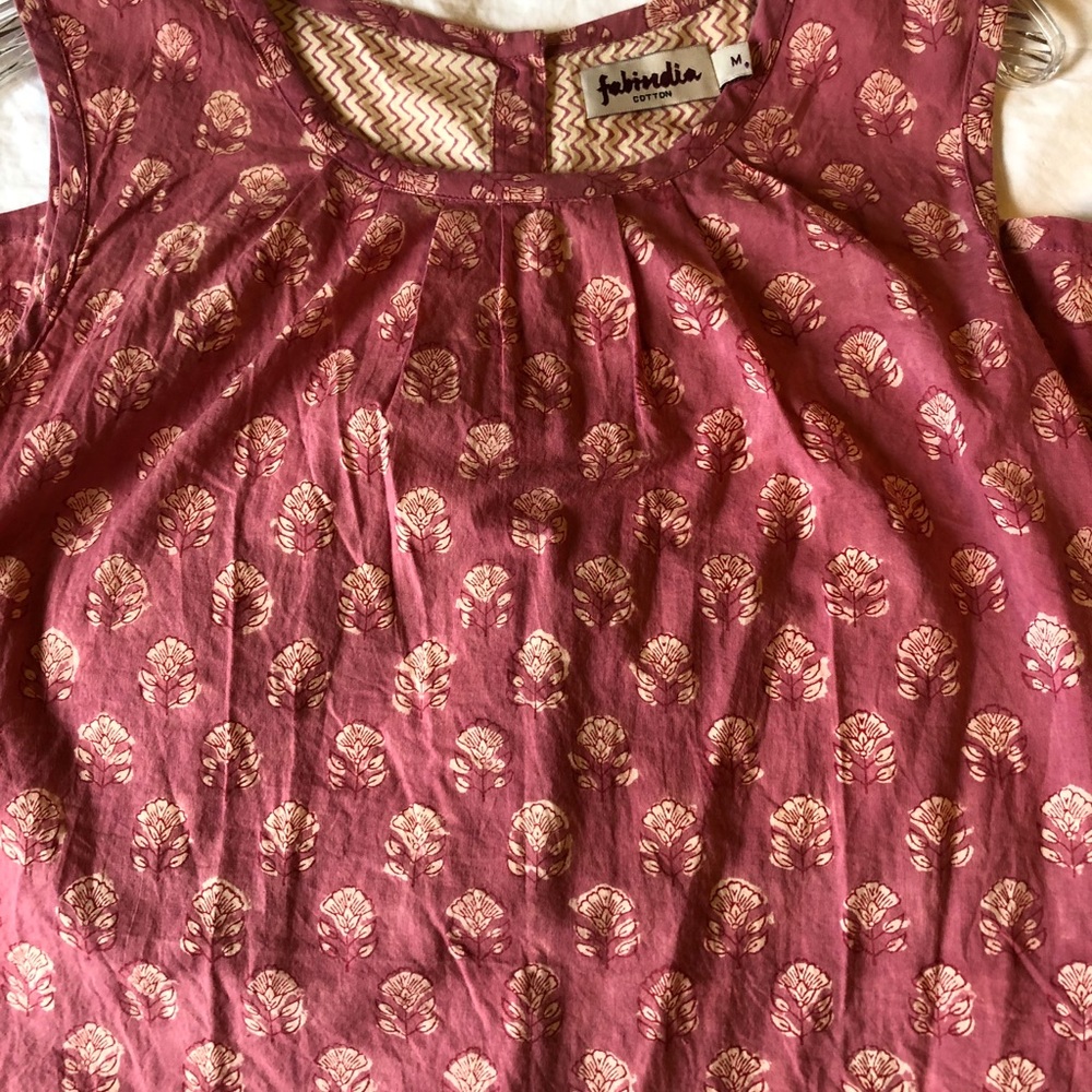 Pink Floral Fabindia Tunic | Medium